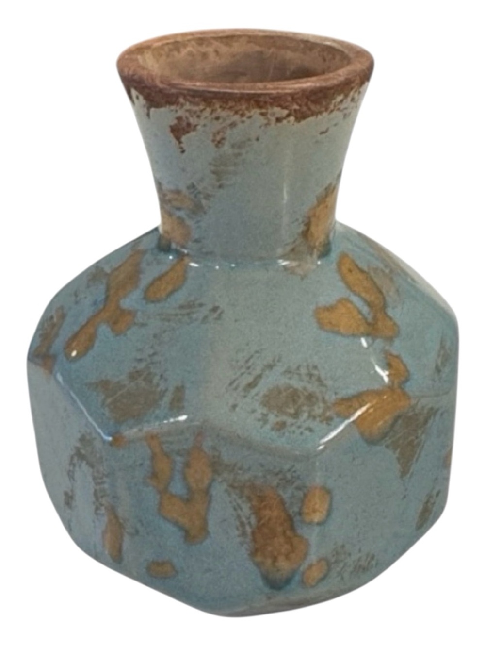 Textured Light Blue Ceramic Bud Vase with Rustic Accents